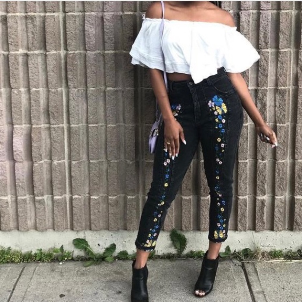 ◾️Vintage Bianca Maria Caselli Floral High Waist Jeans